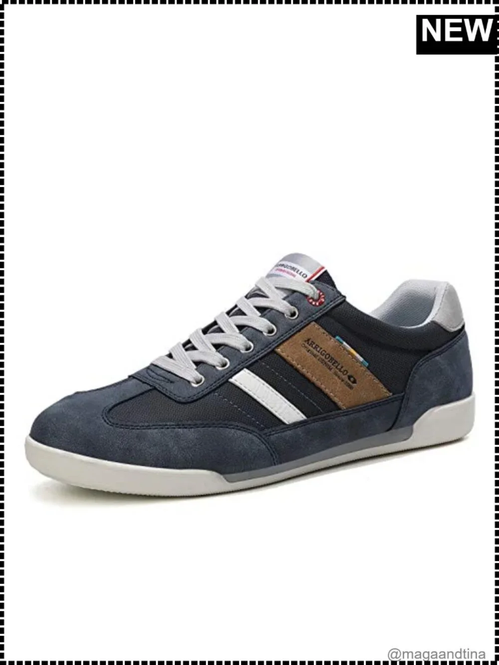 Men's PU Leather Fashion Sneakers Lace-Up Casual Shoes Breathable